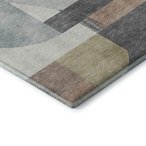 HomeRoots 10' X 14' Stylish Rust Ivory Gray Geometric Area Rug - Durable, Washable, UV Protected for Homes 697428