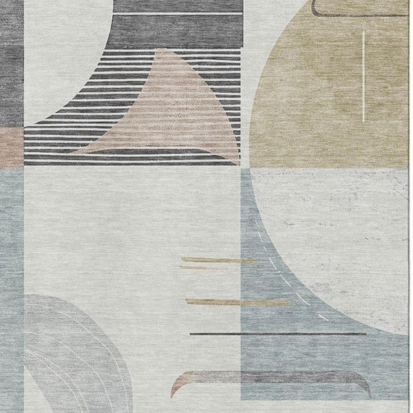 HomeRoots 10' X 14' Stylish Rust Ivory Gray Geometric Area Rug - Durable, Washable, UV Protected for Homes 697428