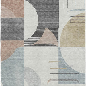 HomeRoots 10' X 14' Stylish Rust Ivory Gray Geometric Area Rug - Durable, Washable, UV Protected for Homes 697428