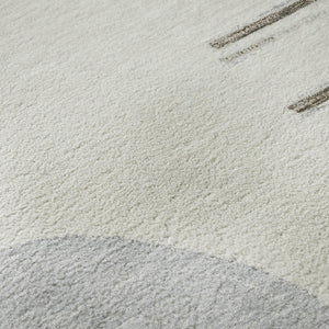 HomeRoots 8' Modern Geometric Washable Round Rug in Taupe, Ivory & Gray - UV Protected, Non-Slip Design! 697431
