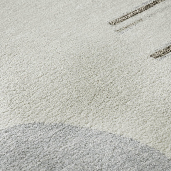 HomeRoots 8' Modern Geometric Washable Round Rug in Taupe, Ivory & Gray - UV Protected, Non-Slip Design! 697431