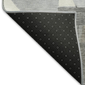 HomeRoots 9' X 12' Stylish Taupe Ivory Gray Geometric Area Rug - Washable, UV Protected, Non-Slip Design 697433