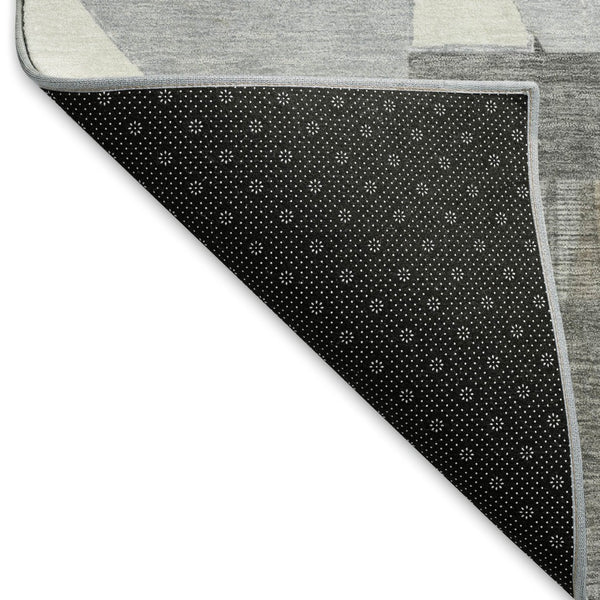 HomeRoots 9' X 12' Stylish Taupe Ivory Gray Geometric Area Rug - Washable, UV Protected, Non-Slip Design 697433