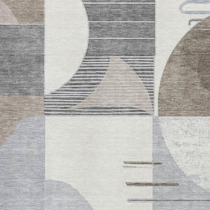 HomeRoots 10' Taupe Ivory Gray Geometric Washable Area Rug - UV Protected & Stain-Resistant for Homes 697434