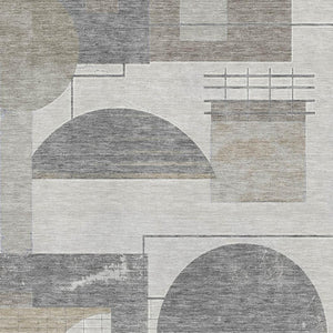 HomeRoots 8' X 10' Stylish Beige Gray Silver Geometric Washable Area Rug with UV Protection for Busy Homes 697438