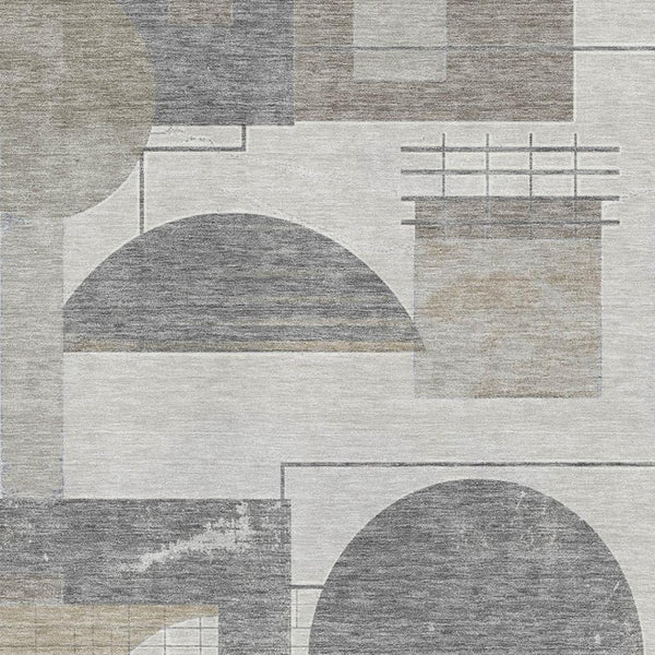 HomeRoots 8' X 10' Stylish Beige Gray Silver Geometric Washable Area Rug with UV Protection for Busy Homes 697438