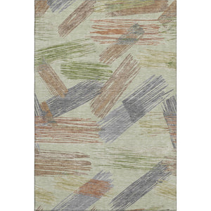 HomeRoots 5' X 8' Artichoke Green Striped Area Rug with UV Protection - Stylish, Washable & Non-Slip Design 697460