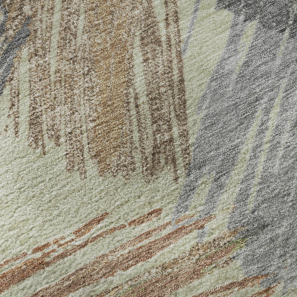 HomeRoots 10' X 14' Artichoke Green Striped Area Rug with UV Protection, Washable & Non-Slip for Any Space 697464