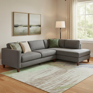 HomeRoots 10' Stylish Striped Washable Area Rug in Beige, Purple & Mint Green with UV Protection & Stain Resistance 697470