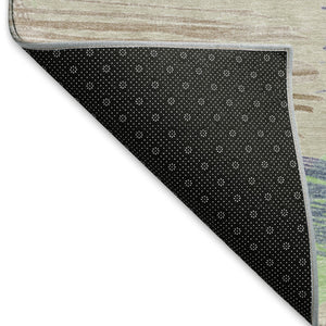 HomeRoots 10' Stylish Striped Washable Area Rug in Beige, Purple & Mint Green with UV Protection & Stain Resistance 697470