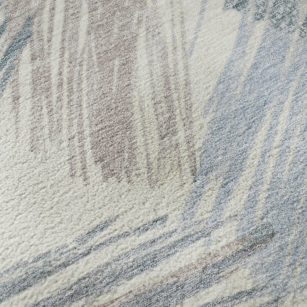 HomeRoots 10' X 14' Ivory Blue Taupe Striped Area Rug - Washable, UV Protected, Stain Resistant for Homes 697482