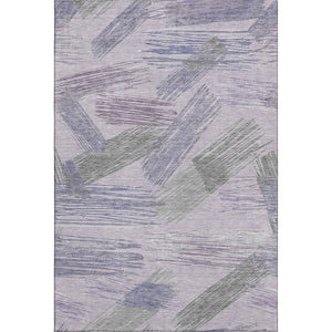 HomeRoots 9' X 12' Striped Washable Area Rug in Lavender Green & Ivory - UV Protected, Durable, Non-Slip Design 697487