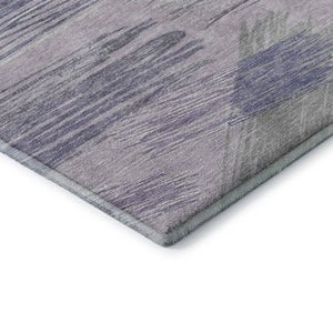 HomeRoots 9' X 12' Striped Washable Area Rug in Lavender Green & Ivory - UV Protected, Durable, Non-Slip Design 697487