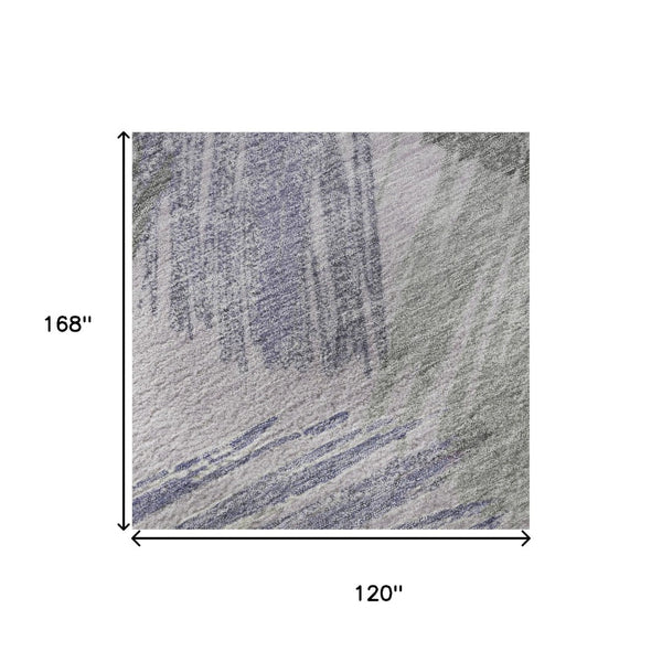 HomeRoots 10' X 14' Stylish Lavender Green and Ivory Striped Area Rug – Washable, UV-Protected, and Durable! 697488