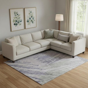 HomeRoots 10' X 14' Stylish Lavender Green and Ivory Striped Area Rug – Washable, UV-Protected, and Durable! 697488