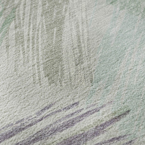 HomeRoots 8' Stylish Sage, Purple & Ivory Striped Washable Round Rug with UV Protection for Active Homes 697491