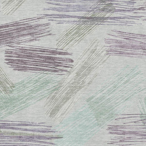 HomeRoots 8' X 10' Sage Purple & Ivory Striped Area Rug - Durable, Stain-Resistant, UV Protected for Homes 697492
