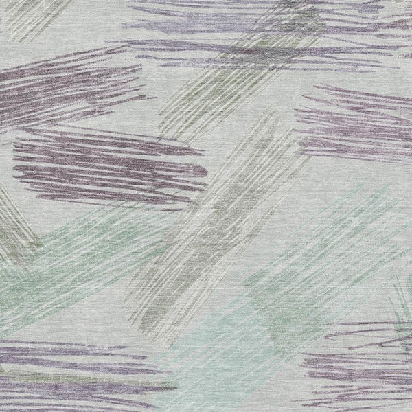 HomeRoots 8' X 10' Sage Purple & Ivory Striped Area Rug - Durable, Stain-Resistant, UV Protected for Homes 697492