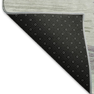 HomeRoots 9' X 12' Sage Purple Ivory Striped Area Rug - Washable, UV Resistant, Perfect for Family Spaces! 697493