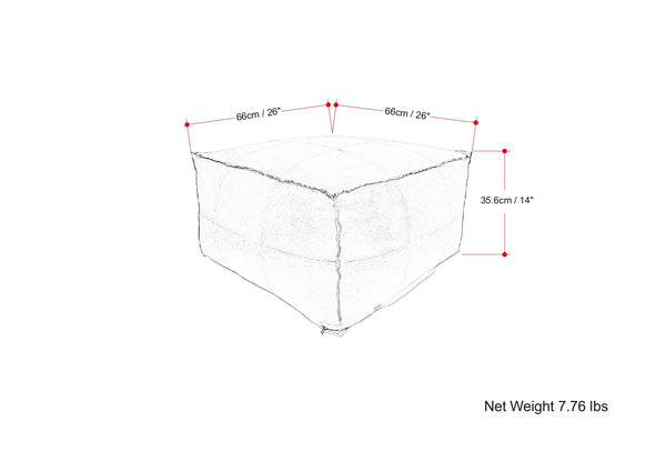 English Elm Sheffield Distressed Brown Leather Pouf Ottoman - Handcrafted 26" Round, Supportive Polystyrene Fill B136P252625