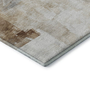 HomeRoots 8' Contemporary Washable Round Rug in Beige, Gray & Silver - UV Protected, Stain Resistant, Non-Slip 697509