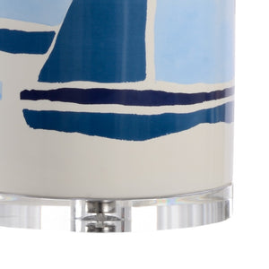 Chelsea House Chesapeake Hand-Painted Ceramic Lamp On Clear Acrylic Base — Jamie Merida Sailboat Motif, 33.5"H 69751