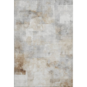 HomeRoots 8' X 10' Abstract Area Rug in Beige, Gray & Silver – Stylish, Washable, UV Protected & Non-Slip! 697510
