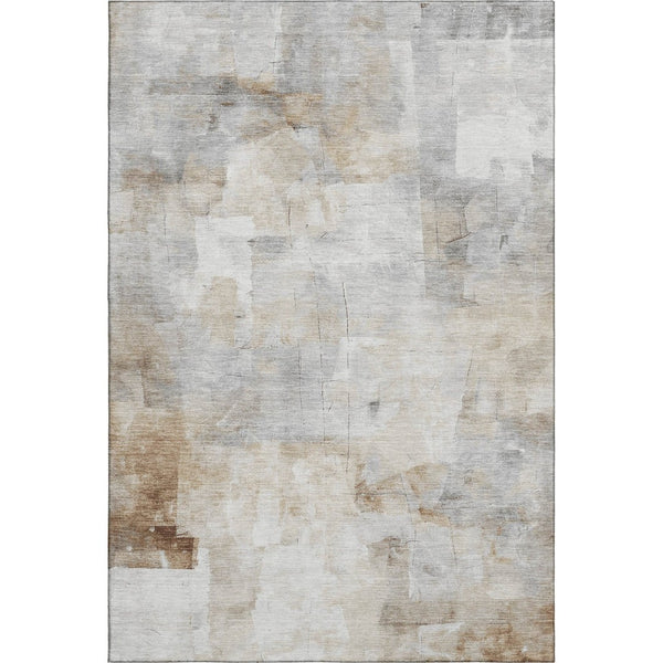 HomeRoots 8' X 10' Abstract Area Rug in Beige, Gray & Silver – Stylish, Washable, UV Protected & Non-Slip! 697510