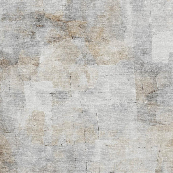HomeRoots 8' X 10' Abstract Area Rug in Beige, Gray & Silver – Stylish, Washable, UV Protected & Non-Slip! 697510