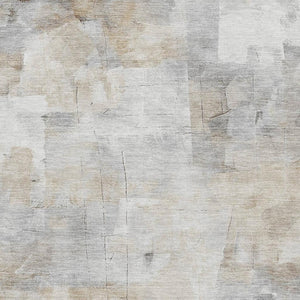 HomeRoots 9' x 12' Contemporary Beige Gray Abstract Washable Area Rug with UV Protection for Modern Spaces 697511