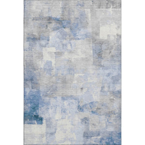 HomeRoots 8' X 10' Denim Blue Gray Silver Washable Area Rug - Stylish, Durable, Stain Resistant with UV Protection 697516