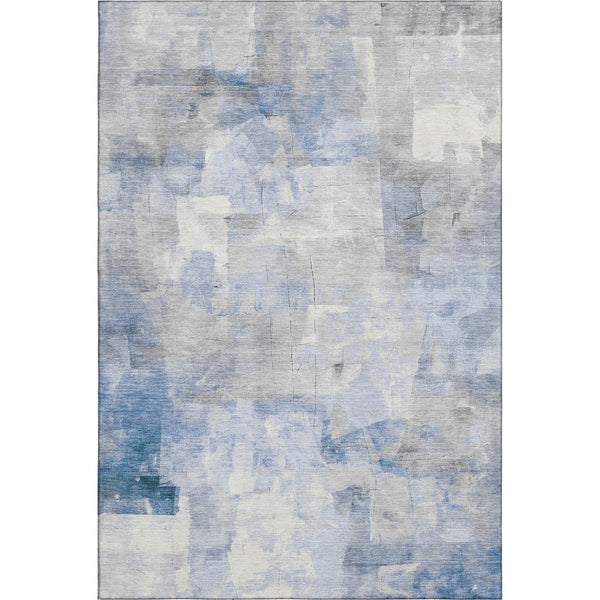 HomeRoots 8' X 10' Denim Blue Gray Silver Washable Area Rug - Stylish, Durable, Stain Resistant with UV Protection 697516