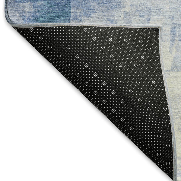 HomeRoots 8' X 10' Denim Blue Gray Silver Washable Area Rug - Stylish, Durable, Stain Resistant with UV Protection 697516
