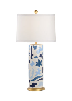 Chelsea House Danton Hand-Painted Blue Ceramic Lamp With Antique Gold Leaf Accent — Artisan 33" Table Lamp 69752