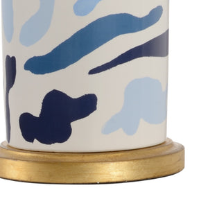 Chelsea House Danton Hand-Painted Blue Ceramic Lamp With Antique Gold Leaf Accent — Artisan 33" Table Lamp 69752