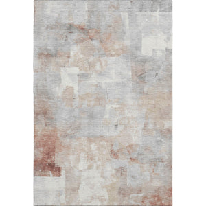 HomeRoots 5' X 8' Modern Rust Gray Silver Abstract Area Rug - Washable, UV Protected, Stain Resistant Design 697520