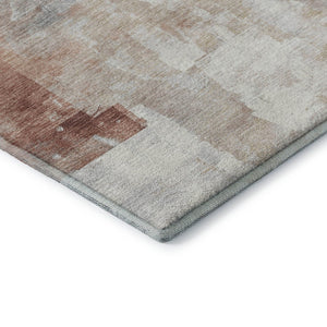 HomeRoots 5' X 8' Modern Rust Gray Silver Abstract Area Rug - Washable, UV Protected, Stain Resistant Design 697520