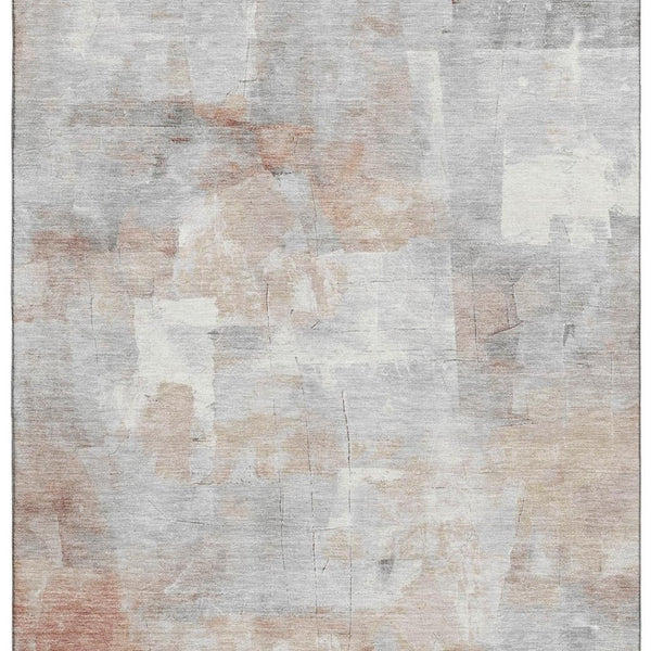 HomeRoots 5' X 8' Modern Rust Gray Silver Abstract Area Rug - Washable, UV Protected, Stain Resistant Design 697520