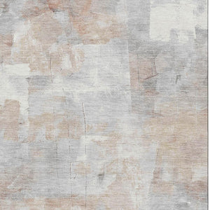 HomeRoots 8' X 10' Modern Rust Gray Silver Abstract Washable Area Rug with UV Protection & Stain Resistance 697522