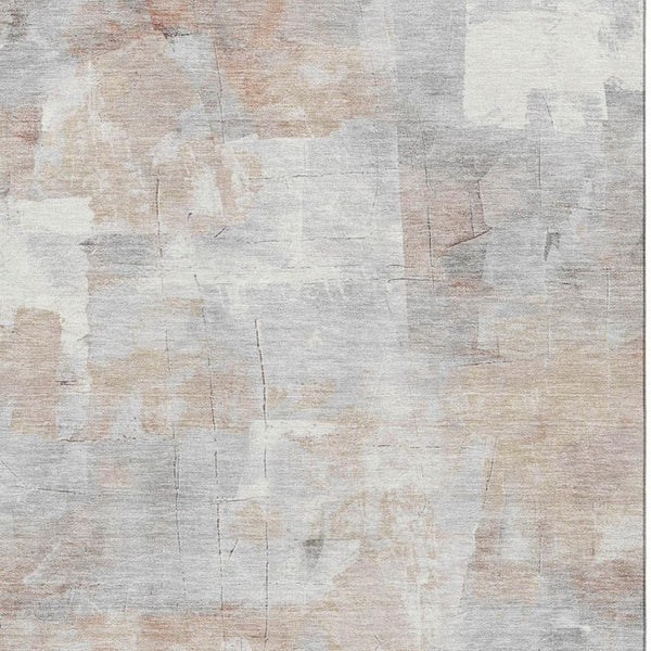 HomeRoots 8' X 10' Modern Rust Gray Silver Abstract Washable Area Rug with UV Protection & Stain Resistance 697522
