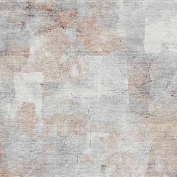 HomeRoots 9' X 12' Stylish Rust Gray Silver Abstract Area Rug - Washable, UV Protected, Durable for High-Traffic Homes 697523