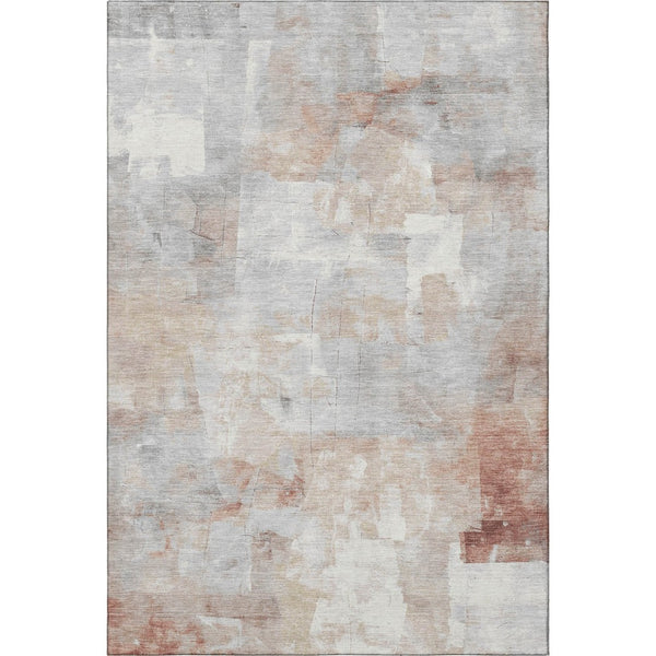 HomeRoots 10' X 14' Contemporary Rust Gray Silver Abstract Area Rug - Washable, UV Protected, Durable Design 697524