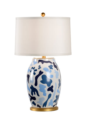 Chelsea House St. Germain Hand-Painted Blue Ceramic Lamp With Antique Gold Leaf Accents By Jamie Merida, 34" H 69753