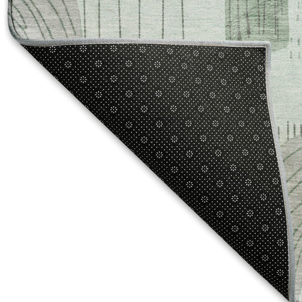 HomeRoots 5' X 8' Washable Mint Green, Gray & Ivory Geometric Area Rug with UV Protection - Durable & Soft! 697538