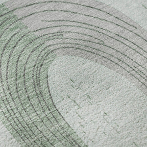 HomeRoots 8' Stylish Mint Green, Gray & Ivory Geometric Round Rug - Washable, UV Protected & Stain Resistant! 697539