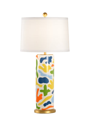 Chelsea House Danton Hand-Painted Ceramic Lamp By Jamie Merida — 33" Multicolor Glaze With Antique Gold Leaf Accents 69754