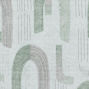 HomeRoots 8' X 10' Modern Mint Green Geometric Area Rug - Washable, UV Protected, Stain Resistant & Non-Slip 697540