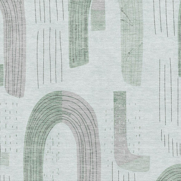 HomeRoots 8' X 10' Modern Mint Green Geometric Area Rug - Washable, UV Protected, Stain Resistant & Non-Slip 697540