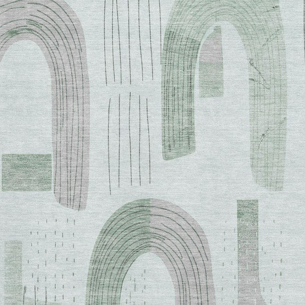 HomeRoots 9' X 12' Stylish Mint Green Gray Ivory Geometric Area Rug - Washable, UV Protected & Pet-Friendly! 697541