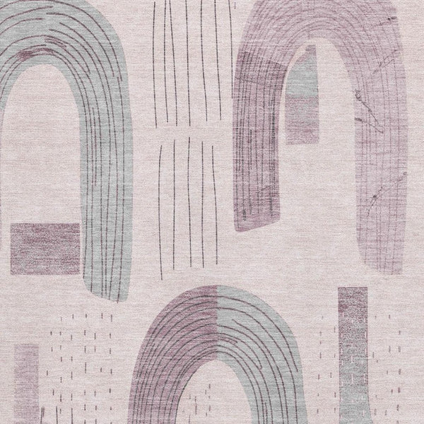 HomeRoots 8' X 10' Modern Pink Gray Silver Geometric Washable Area Rug, UV Protected for Busy Households 697546